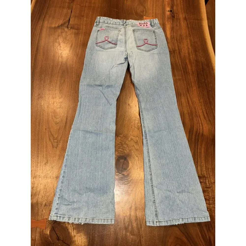 Vintage 90s, Y2K Mudd jeans Jr 3 Blue Low/Mid Rise Denim Flared / Bell‎ Leg